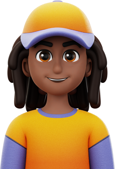 3D Avatar Dreadlocked Man with Yellow Hat Character